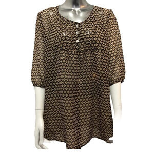 🛍️3/$40 Maternity Tunic  Top Brown Floral Thyme Maternity Size Medium